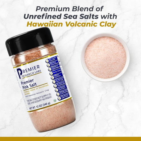 12 oz Premier Research Labs Pink Salt - Hawaiian Red Alaea Sea Salt Blend for Food, Cooking, and Eating - Flaky