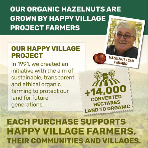 16 OZ Filbert Happy Village Organic Roasted Hazelnuts, Resealable Bag, Roasted and Unsalted, USDA Organic, Non-GMO