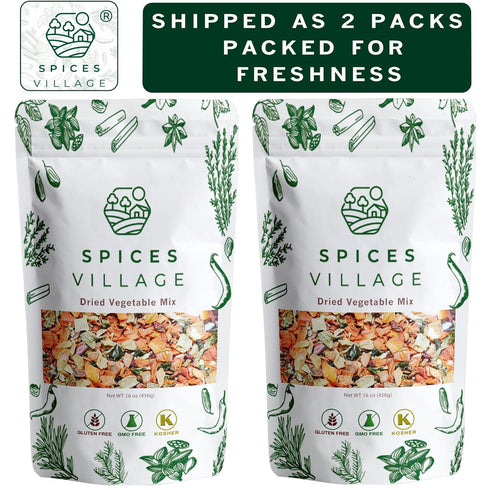 32 oz, SPICES VILLAGE Dried Ramen Toppings, Dehydrated Vegetables Mixed Vegetables Flakes, Mix of Carrot, Onion, Red