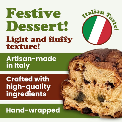 Pack 1 750g (1.65 lb) 1 Italian Pistachio and Chocolate Panettone, of - Artisan Holiday Bread, Festive Dessert, Premium