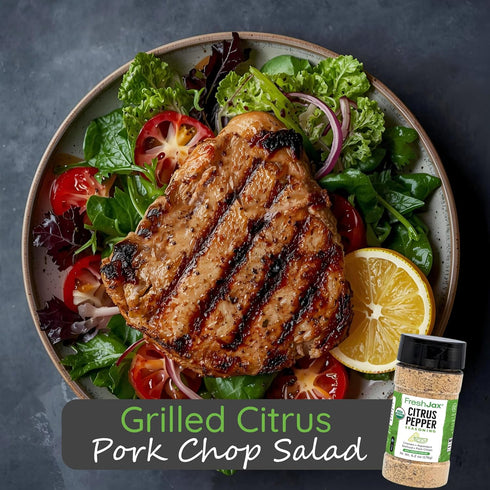 5.7 oz FreshJax Organic Citrus Pepper Seasoning, Zesty Lemon Pepper Blend for Chicken, Steak, Seafood, Grilled Fish