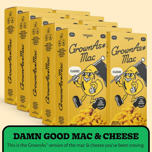 10 Pack, 25g Pack GrownAs Vegan Mac & Cheese, of Protein per - Dairy-Free, High Protein Snack, Easy to Prepare, Made