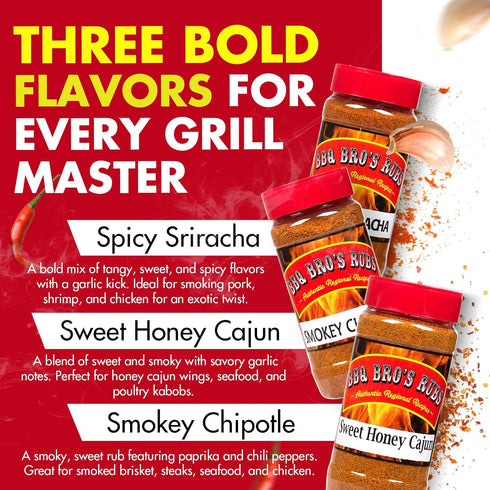 Set BBQ BROS RUBS (Spicy Style) - Barbecue Spices Seasonings - BBQ Rubs - Use for Grilling, Cooking & Smoking - Meat
