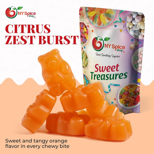 Gummy 5 Gummies Packaged Gummy NY Spice Shop Orange Bears - Pound Fruity Chewy Candy - Soft and Juicy Jelly - Bulk