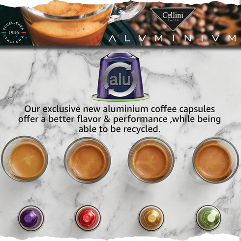 120 Count, 100% Cellini Caff Melodico Aluminum Nespresso Pods, Dark Roast Coffee Capsules, Nespresso Original Machine