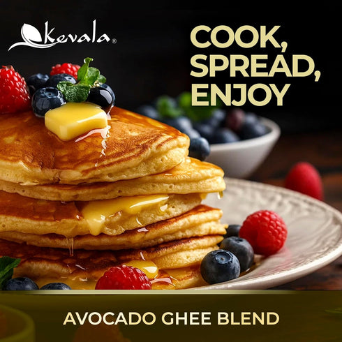 (17.6 oz) Kevala Avocado Ghee - Made with Grass Fed Cows Milk, Blend of Cold-Pressed Avocado Oil and Ghee, Unsalted