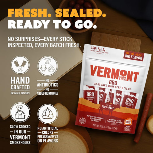 1 (Pack 24) Vermont Smoke & Cure BBQ Seasoned Beef Sticks, Gluten Free, Ounce