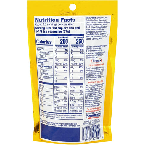 5 oz (Pack 5) Mahatma Yellow Seasonings & Long Grain Rice, Gluten-Free, Non-GMO, Vegan, Bag