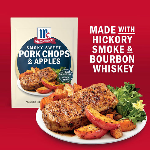 45 1 oz (Pack 12) McCormick Seasoning Mix, Smoky Sweet Pork Chops & Apples, Hearty, Brown Sugar, Bourbon, Hickory