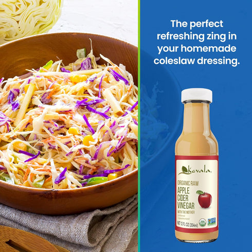 Immune 12 oz Kevala Organic Raw Apple Cider Vinegar - Unfiltered and Unpasteurized Apple Vinegar Perfect for a Salad