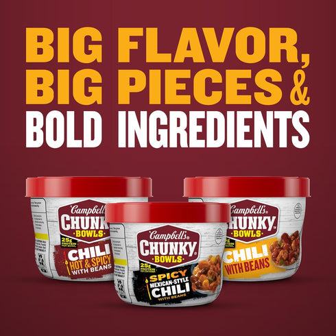 15.25 oz (8 Pack) Campbells Chunky Spicy Mexican-Style Chili With Beans, Bowl