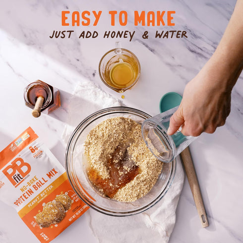 8g 10.58 Oz PBfit No Bake Peanut Butter Protein Ball Mix, Protein, Made with Chia Seeds & Whole Grain Oats, Gluten