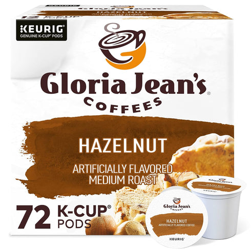 Gloria Jean's Coffees Hazelnut, Single-Serve Keurig K-Cup Pods, Flavored Medium Roast Coffee,