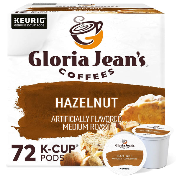 Gloria Jean's Coffees Hazelnut, Single-Serve Keurig K-Cup Pods, Flavored Medium Roast Coffee,