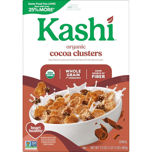 17.2oz (1 (Pack 2) Kashi Breakfast Cereal, Organic, Whole Grain, Cocoa Clusters, Box Box)