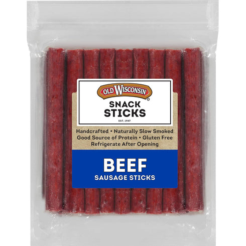 Old Wisconsin Beef Sausage Snack Sticks, Naturally Smoked, Ready to Eat, High Protein, Low