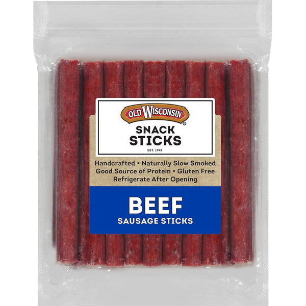 Old Wisconsin Beef Sausage Snack Sticks, Naturally Smoked, Ready to Eat, High Protein, Low