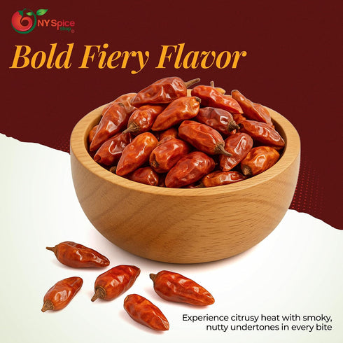 8 NY Spice Shop Chili Pequin Whole Dried - Ounce Dry Pequin Chili Pods - Whole Mexican Pequins Pepper & Mild Red Hot