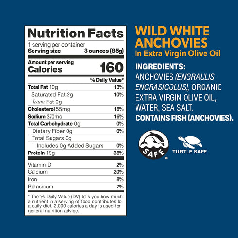 3rd 4.4 (Pack 12) Wild Planet Wild Anchovies in Water with Sea Salt, Party Mercury Tested, Ounce