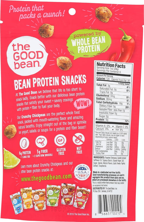 6 The Good Bean Chickpea Snacks, Smoky Chili/Lime, Gluten and Nut Free, Ounce