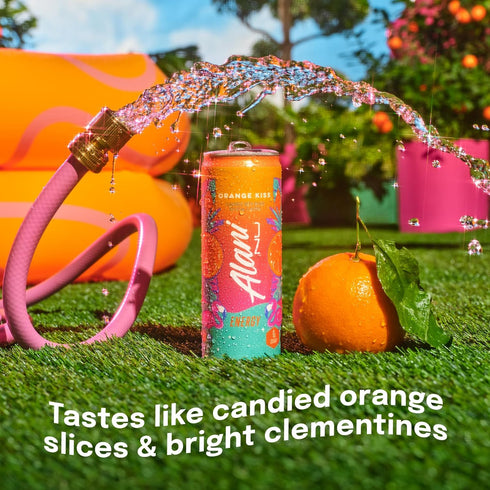 200mg 10 12 Oz 24 Pack Alani Nu ORANGE KISS, Sugar Free, Low Calorie Energy Drinks, Caffeine, Biotin, B Vitamins, Zero