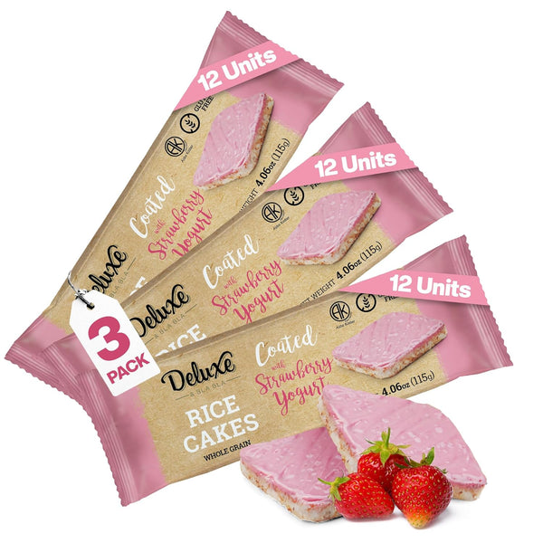Deluxe & Bla Bla Thin and Crispy Strawberry Yogurt Chocolate Rice Cakes,