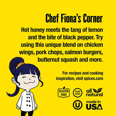 6.2 oz The Spice Lab Hot Honey Lemon Pepper Blend - Hot Honey Seasoning With Black Pepper & Lemon Zest - Bold Flavor