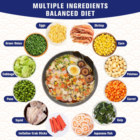 Anggou 14oz, 12 Classic Ramen Toppings Seafood Mix Ingredient Blend with Shrimp, Squid & Seaweed etc, Dried Ramen