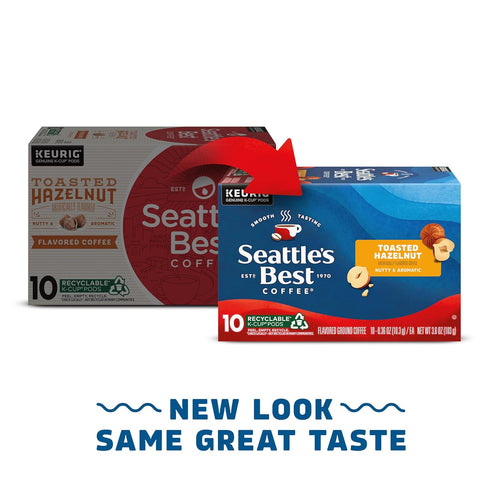 100% 6 (60 Seattles Best Coffee, Flavored K-Cup Coffee Pods, Toasted Hazelnut, Arabica, Boxes Pods Total)