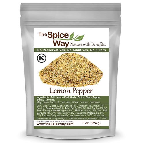 The Spice Way Lemon Pepper, 8 oz, No Citric Acid or Preservatives, Seasoning Blend for Cooking Marinated Chicken