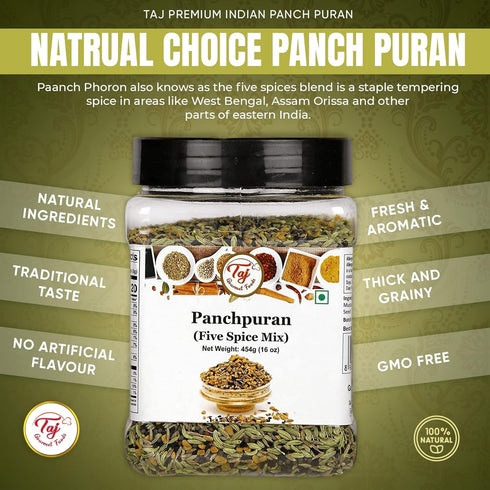 TAJ Premium Indian Panch Puran 5 Spice Blend, 3 Ounce