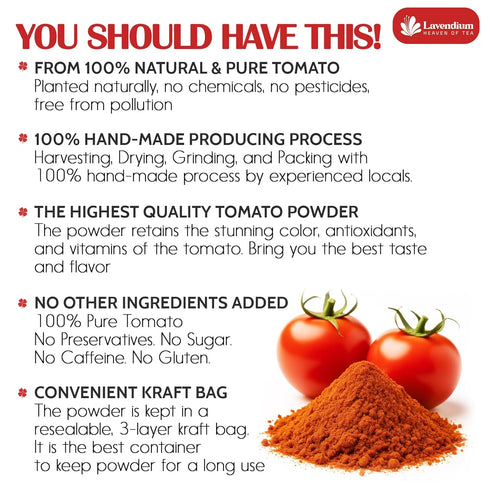 1.56 lbs (25oz) 100% Lavendium, Premium Tomato Powder Pure Dehydrated Tomato Non-GMO, Vegan, Gluten-Free, No Additives
