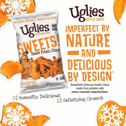 5.5 Oz. Pack 4 UGLIES Sweet Potato Kettle-Cooked Potato Chips, Bags