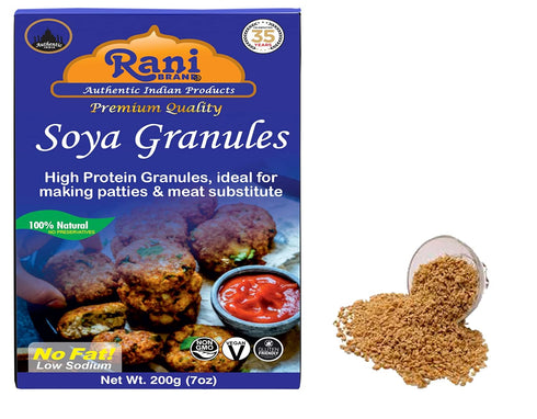 7oz (200g) Rani Soya Granules (High Protien) ~ All Natural, Salt-Free | Vegan | No Colors | Gluten Friendly | NON-GMO |