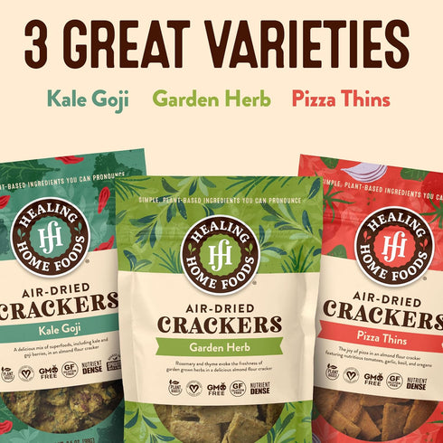 Healing Home Foods 3.5oz (6Pack) Garden Herb Gluten-Free Crackers with Almond Flour, Rosemary & Thyme, Healthy Vegan