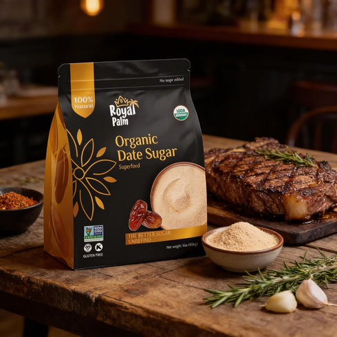 (1LB) 16oz Pack Royal Palm Organic Date Sugar - Premium Natural Sweetener - Ideal Baking Sugar Substitute - High-Fiber