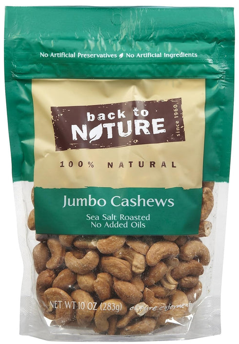 Back to Nature Jumbo Cashews, Sea Salt, Roasted, 10 oz
