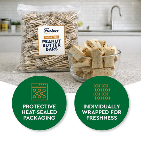 1 Sugar Free Peanut Butter Bars - Pound Individually Wrapped - Bulk Sugar-Free Crunchy & Cripsy Peanut Butter Candy