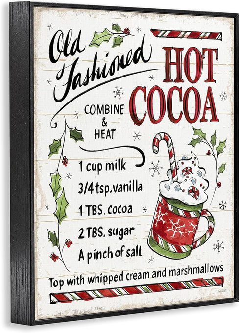 16 20 Inches, Stupell Industries 'Old Fashioned Hot Cocoa Recipe', Framed Giclee Art, Black, x Easy to Hang and Sturdy