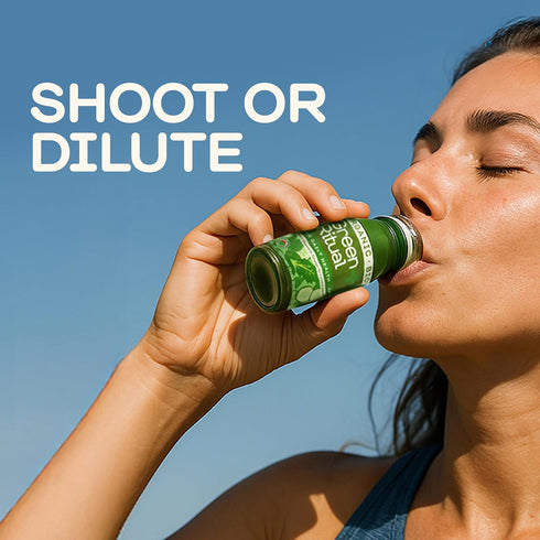 12-Count 60mL 2 Oz, Pack 12 Greenhouse Juice Green Ritual Wellness Shot Brain-Boosting Glass Bottles with Cucumber