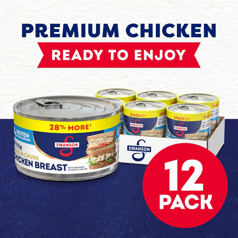 12.5 oz. (Pack 12) Swanson White Premium Chunk Chicken Breast with Rib Meat in Water