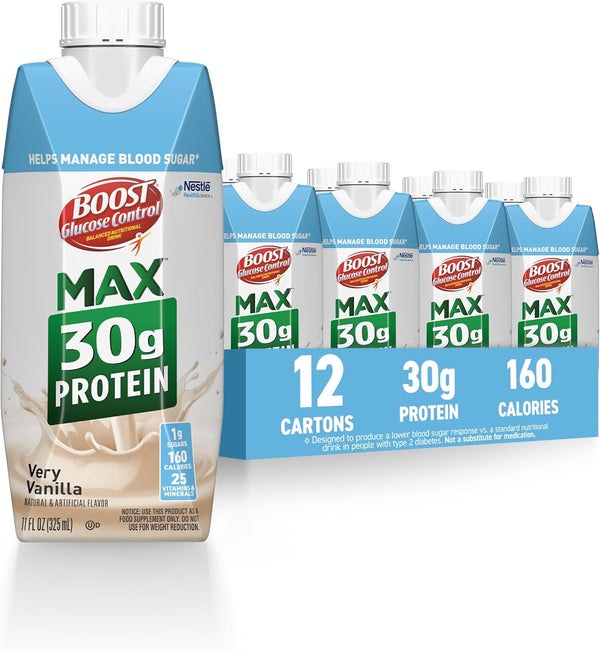 BOOST Glucose Control Max 30g Protein Nutritional Drink, Very Vanilla, 11 Fl