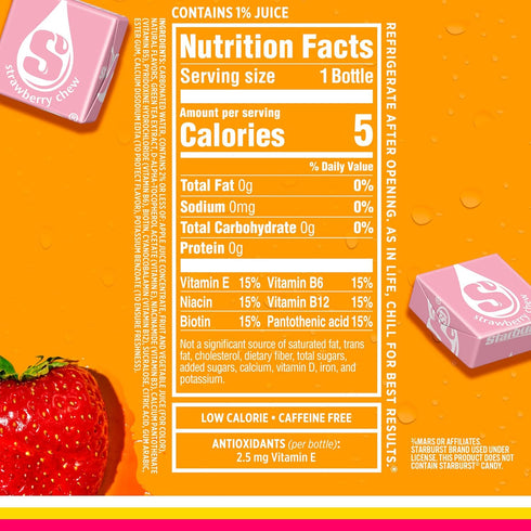 17 oz (Pack 12) Sparkling Ice STARBURST Strawberry, Zero Sugar Flavored Sparkling Water, with Vitamins