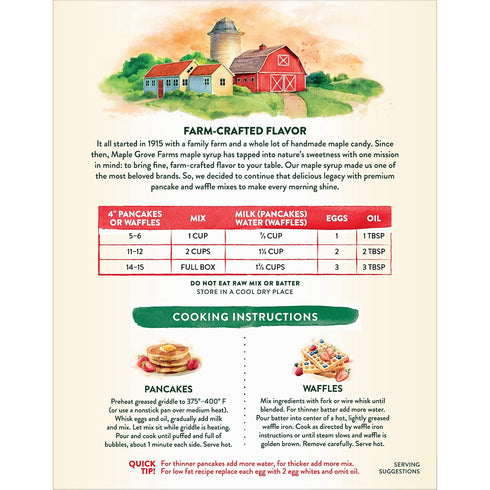 16 Maple Grove Farms Pancake & Waffle Mix, Gluten Free, Ounce