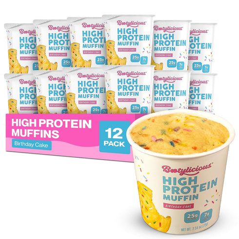 Bootylicious | 25g Protein Muffin | Birthday Cake | Low Carb, 16g