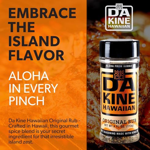 Da Kine Hawaiian Premium BBQ Dry Rub Seasoning - Authentic BBQ Seasoning Blend, Perfect Gourmet Rub Spices for Smoking, Grilling & Cooking - Gluten-Free, Low Sodium, No MSG - Original Flavor (1 Pack)