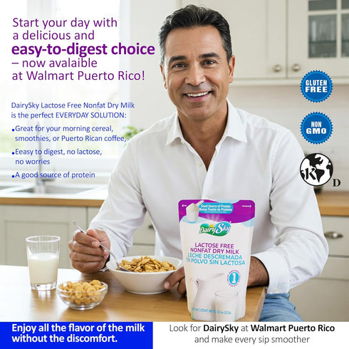 11 Oz 1 Pack DairySky Lactose Free Milk Powder - Non GMO Fat Free Powdered Milk for Baking & Coffee, Kosher