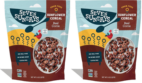 Seven Sundays Sunflower Cereal, Real Cocoa, 8 Oz Bag, Grain & Gluten