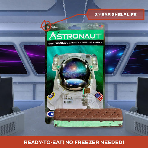 6 Count Astronaut Foods Freeze-Dried Ice Cream Sandwich, NASA Space Dessert, Mint Chocolate Chip