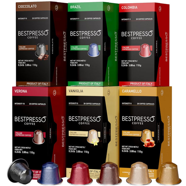 Bestpresso Coffee for Nespresso Original Machine 120 Aluminum pods Certified Genuine Espresso